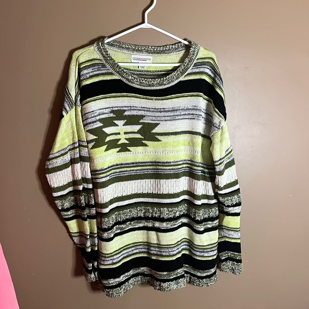 😄Vintage cotton country sweater pattern large